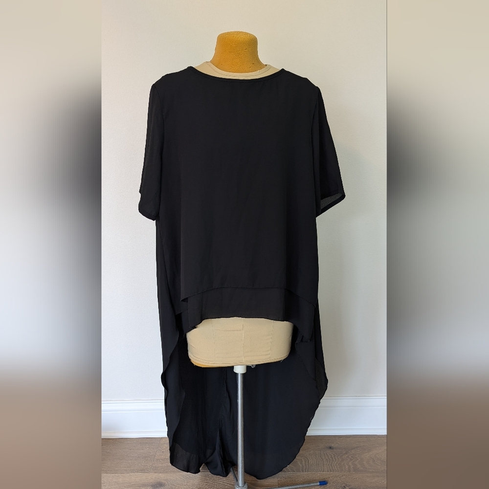Prettygarden sz L Black High Low Short Sleeve Shirt